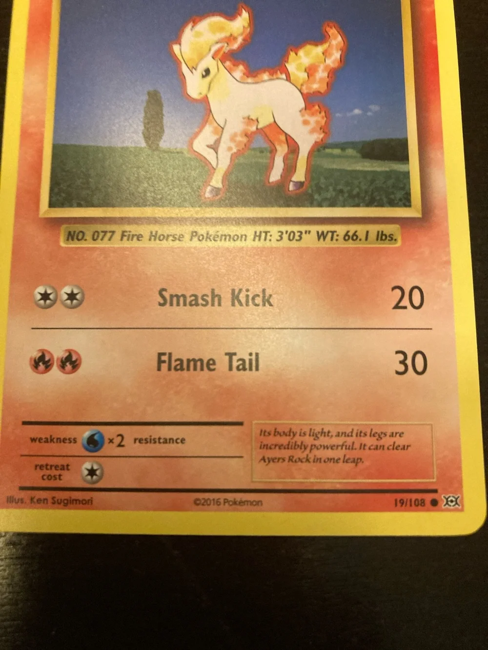 Pokemon Ponyta Card - Yellow & Orange